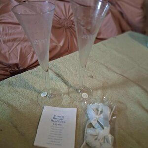 BRAND NEW Princess House Exclusive 2 Pc. Millenial Crystal Toasting Flutes